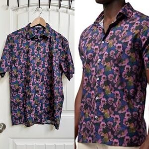 Good Man Brand On Point Short Sleeve Button-Up Shirt (Pink Jemma Rose) XL